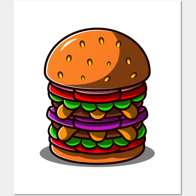 Cute Simple Burger Illustration. Wall Art by Sydnaku 